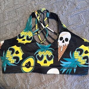 Constantly Varied Gear Fun Skull Print Butterfly Back Sports Bra